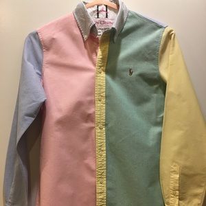 Long sleeve color block Polo shirt size M